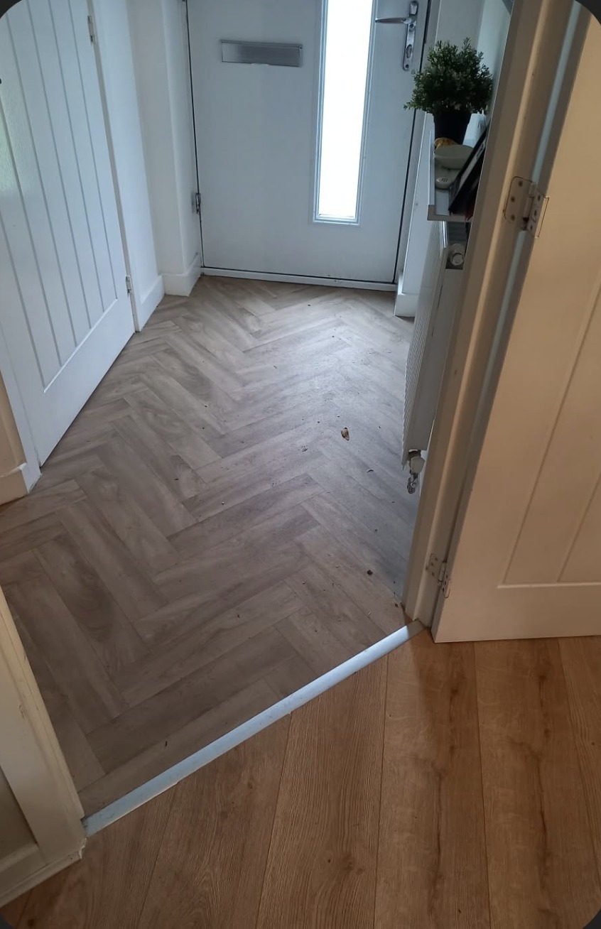 Herringbone hallway floor